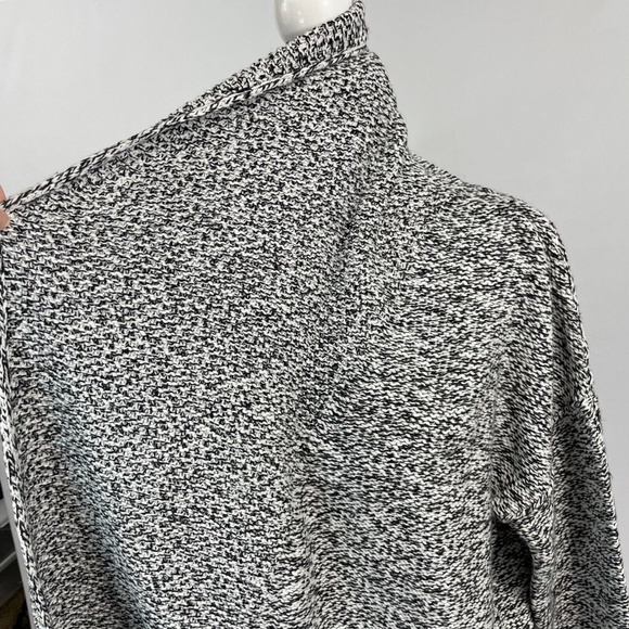 New Caslon Marled Knit Draped Open Front Cardigan Sweater Black White Size Small - Picture 8 of 16